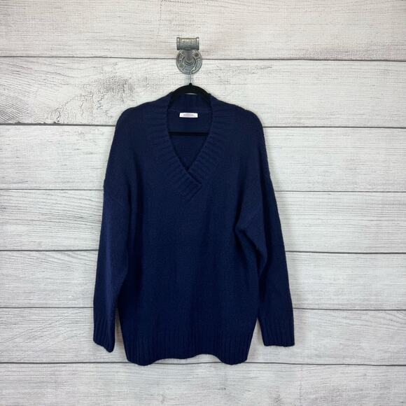 Bluetime Women's Navy Blue V-Neck Wool Blend Sweater Size XL - Picture 1 of 6